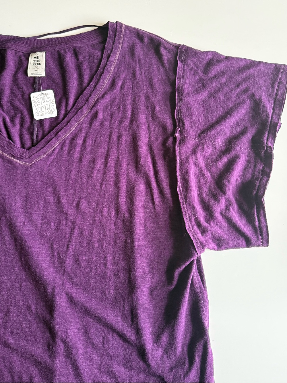 Free People (We the Free) V-Neck Oversized Tee in Purple - Picture 3 of 6